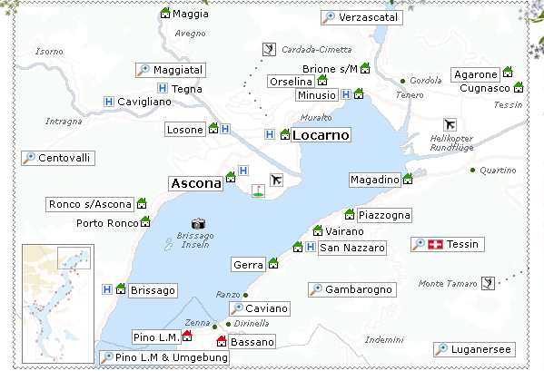 Karte Ascona, Locarno & Umgebung im Tessin